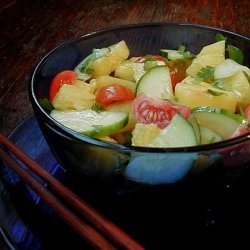 Cucumber, Tomato, and Pineapple Salad With Asian Dressing recipe
