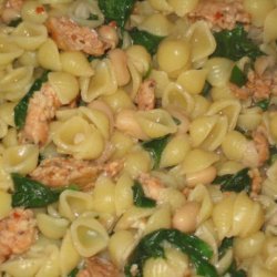 Pasta Shells With Beans, Greens, and Sausage recipe