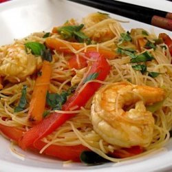 Stir-Fry Prawns / Shrimps With Vegetables and Fresh Thai Noodles recipe