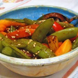 Sesame Snap Peas With Carrots and Peppers recipe