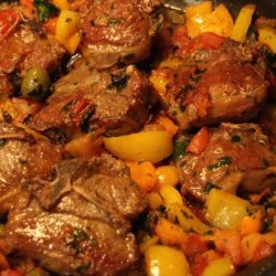 Lamb Chops, Calabrese, With Tomatoes, Peppers and Olives recipe