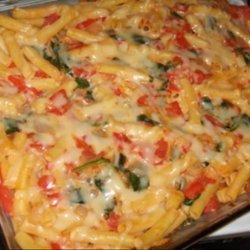 Ziti Baked With Spinach, Tomatoes, and Smoked Gouda recipe