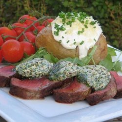 Sacré Boeuf Sirloin Steak Topped With Mustard Herb Butter recipe