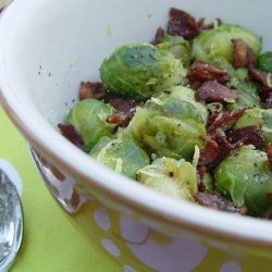 Lemon Infused Buttered Brussels Sprouts W/ Crisp Peppered Bacon recipe