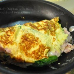 Fluffy Omelette With Ham, Spinach and Swiss Cheese recipe