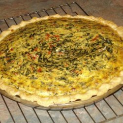 Fluffy Spinach, Onion and Roasted Red Pepper Quiche With Gruyere recipe