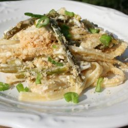 Fettuccine With Asparagus, Lemon, Pine Nuts & Mascarpone recipe