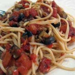 Spaghetti With Tomato and Aubergine (Eggplant) Sauce recipe