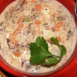 Low-Fat Cream of Chicken and Wild Rice Soup recipe