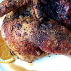 Spatchcocked Crispy Happy Chicken With Rich Orange Sauce recipe
