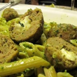 Mozzarella-Stuffed Pesto Turkey Meatballs recipe
