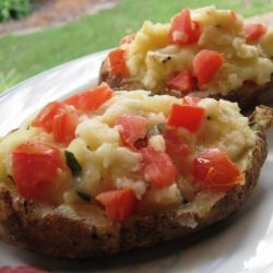 Twice Baked Potatoes With Mozzarella, Tomato and Basil recipe