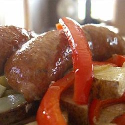 Roasted Sausages, Peppers, Potatoes, and Onions recipe