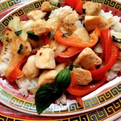 Spicy Chicken With Peppers and Basil recipe