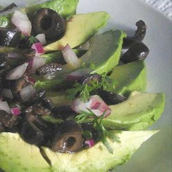 Avocado Fans With Black Olive Vinaigrette recipe