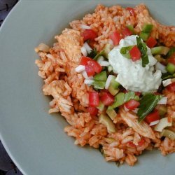 Latin Chicken Rice Pot W.salsa & Avocado Cream (Rachael Ray) recipe