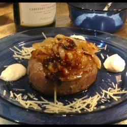 Caramelized Onion-topped Steaks W/ Creamy Horseradish Sauce recipe