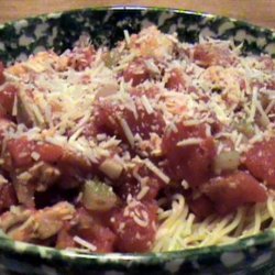 Italian Sauced Chicken over Pasta recipe
