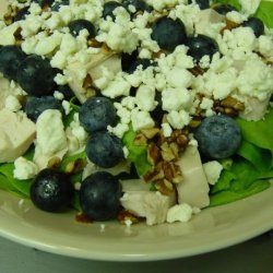 Blueberry Spinach Salad With Chicken, Pecans and Bleu Cheese recipe