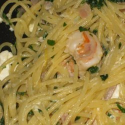 Garlic Shrimp, Lemon and Feta Spaghetti recipe
