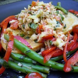 Mediterranean Tuna Salad on Grilled Tomato Herb Bread recipe