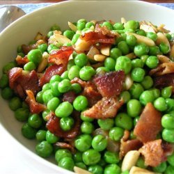 Baby Peas With Bacon and Almonds recipe