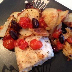 Roasted Cod With Potatoes and Olives recipe