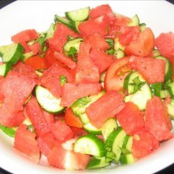 Watermelon, Cucumber and Tomato Salad recipe