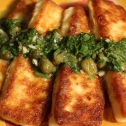 Kathys Fried Halloumi Cheese With Lime and Caper Vinaigrette recipe