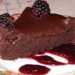 Decadent Chocolate Cake on a Bed of Raspberry Sauce recipe