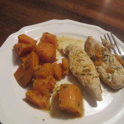 Maple-Roasted Chicken With Sweet Potatoes recipe