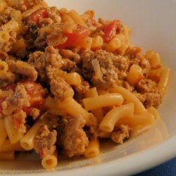 Beefy Macaroni and Cheese With Tomatoes recipe