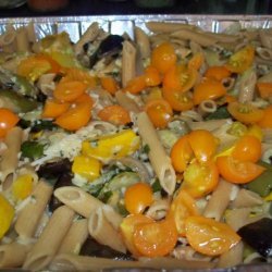 Penne With Eggplant, Zucchini, and Yellow Squash recipe
