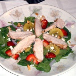 Strawberry and Kiwi Spinach Salad With Grilled Chicken Breast recipe
