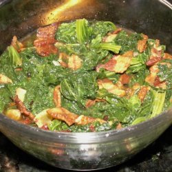 Neelys' Braised Mustard Greens With Bacon and Raisins recipe