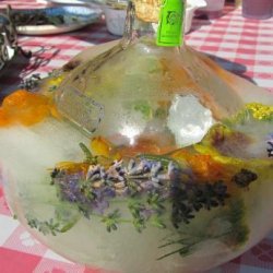 Frozen Festive Vodka or Tequila Bottles With Herbs and Berries recipe