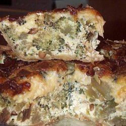 Roasted Broccoli, Bacon Quiche recipe