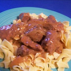 Beef Cubes over Egg Noodles recipe