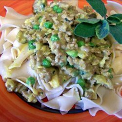 Ground Turkey With Creamy Squash Sauce  over Noodles recipe