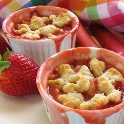 Rhubarb, Strawberry, and Blueberry Cobblerette recipe