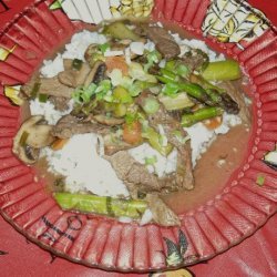 Ginger Beef and Asparagus With Mushrooms recipe