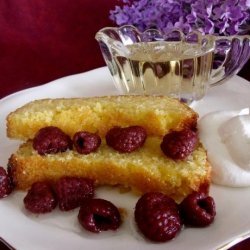 Lemon Polenta Cake With Lavender Syrup and Raspberries recipe