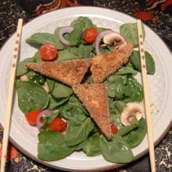Fried Tofu and Spinach Salad recipe