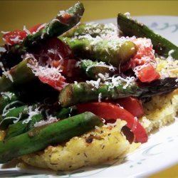 Grilled Herb Polenta  With Asparagus,  Tomatoes and Parmesan recipe