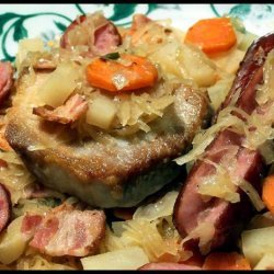 Sauerkraut Smothered With Pork Chops and Sausage recipe