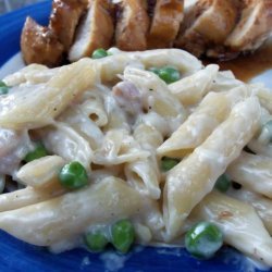 Quick Four Cheese Pasta With Bacon and Peas recipe