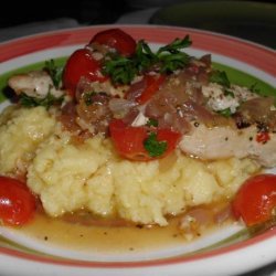 Fresh Tomato and Basil Chicken over Super Creamy Polenta recipe