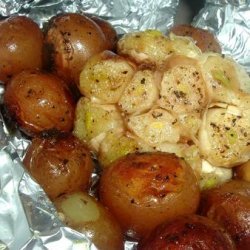 Roasted Garlic Heads and New Potatoes With Rosemary recipe