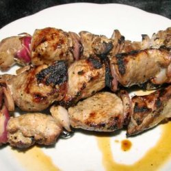Marinated Pork and Red Onion Kebabs recipe