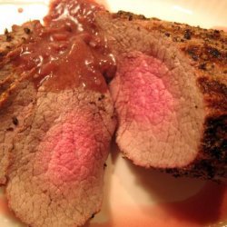 Grilled Peppercorn-Crusted Roast Beef With Port Wine Sauce recipe